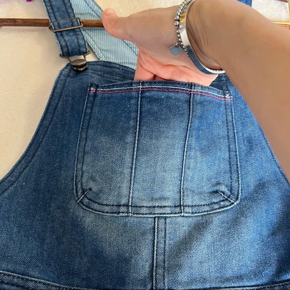 👮🏻‍♂️👮🏻‍♂️SOLD👮🏻‍♂️👮🏻‍♂️Dari Denim Overall Short Jumper 5pockets Size L - Picture 8 of 14